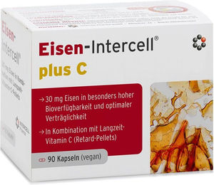 Intercell Eisen-Intercell Plus C mit Eisen-Bisglycinat und Ascorbinsäure, magensaftresistente Kapseln, vegan, glutenfrei und laktosefrei – Bild 1 von 1