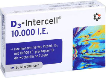 Intercell-Pharma D3-INTERCELL Vitamin D3 10.000 I.E. Kapseln 30 Stück glutenfrei laktosefrei ohne Zusatzstoffe – Bild 1 von 2