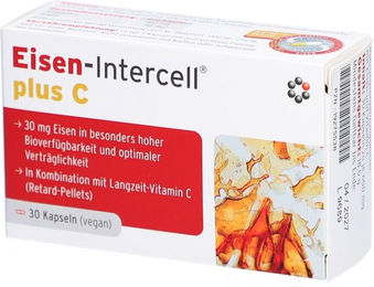 Intercell Pharma Eisen-Intercell plus C magensaftresistente Kapseln mit Eisen-Bisglycinat und Vitamin C 30 Kapseln – Bild 1 von 1