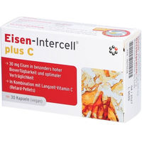 Produktbild von Intercell Pharma Eisen-Intercell plus C magensaftresistente Kapseln mit Eisen-Bisglycinat und Vitamin C 30 Kapseln
