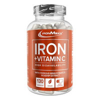 Produktbild von IronMaxx Iron + Vitamin C - 130 Kapseln | Hochdosiert mit 40 mg Eisen Bisglycinat und Vitamin C aus natürlicher Acerola/Hagebutte | Vegan