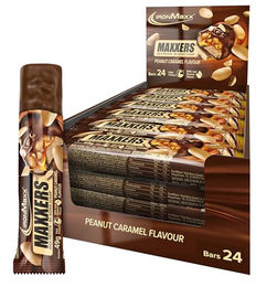 IronMaxx Maxxers Proteinriegel Peanut Caramel 24x49g zuckerfrei mit echten Erdnussstücken – Bild 1 von 3
