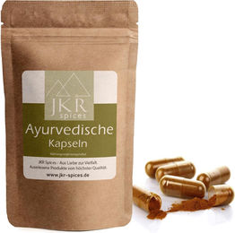 JKR Spices Ayurvedische Gewürzkapseln mit Cumin, Koriander, Kurkuma und Muskatnuss, vegan, 210 Stück – Bild 1 von 5