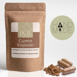 JKR Spices Cumin Kapseln mit 450 mg Kreuzkümmel vegan und ohne Zusatzstoffe 210 Stück – Bild 1 von 6