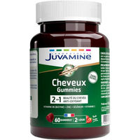 Produktbild von Juvamine Haar 2in1 Gummis mit Zink, Biotin und Selen, vegan und zuckerfrei, 60 Stück