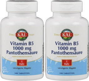KAL Vitamin B5 Pantothensäure 1000 mg Tabletten vegan zuckerfrei laktosefrei glutenfrei 100 Stück – Bild 1 von 1