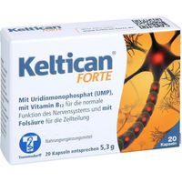 Produktbild von Keltican forte Kapseln mit Uridinmonophosphat, Vitamin B12 und Folsäure vegan glutenfrei laktosefrei