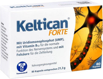 Keltican forte Kapseln mit Uridinmonophosphat, Vitamin B12 und Folsäure, vegan, glutenfrei und laktosefrei – Bild 1 von 2