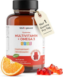 kindgesund Multivitamin + Omega 3 Gummies für Kinder vegetarisch ohne Zusatzstoffe 60 Stück – Bild 1 von 2
