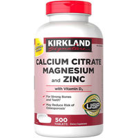 Produktbild von Kirkland Signature Kalziumzitrat Magnesium Zink und Vitamin D3 Tabletten 500 Stück glutenfrei laktosefrei hefefrei ohne Zusatzstoffe