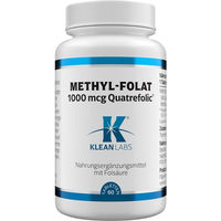 Produktbild von Klean Labs Methyl Folat 1000 mcg Folsäure Tabletten vegan glutenfrei laktosefrei für Schwangere und Stillende 60 Stück