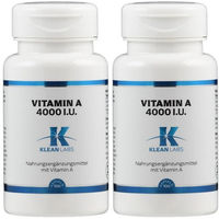 Produktbild von Klean Labs Vitamin A 4000 I.U. Kapseln vegan und glutenfrei