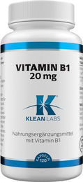 Klean Labs Vitamin B1 20 mg Kapseln vegan ohne Zusatzstoffe 120 Stück – Bild 1 von 1