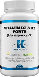 Klean Labs Vitamin D3 & K2 forte Menaquinon 7 Kapseln vegetarisch glutenfrei 60 Stück – Bild 1 von 1