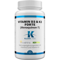 Produktbild von Klean Labs Vitamin D3 & K2 forte Menaquinon 7 Kapseln vegetarisch glutenfrei 60 Stück