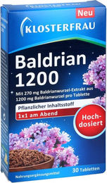 Klosterfrau Baldrian 1200 Tabletten 30 Stück vegan laktosefrei glutenfrei – Bild 1 von 4