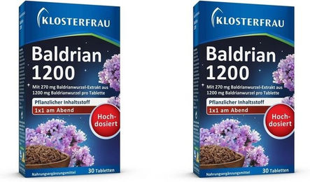 Klosterfrau Baldrian 1200 Tabletten vegan laktosefrei und glutenfrei 60 Stück – Bild 1 von 1