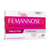 Produktbild von Klosterfrau Femannose E Tabletten mit D-Mannose und Preiselbeere 30 Stück vegan glutenfrei laktosefrei
