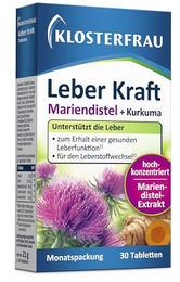 Klosterfrau Leber Kraft Tabletten mit Mariendistel und Kurkuma, 30 Stück, pflanzlicher Ursprung – Bild 1 von 6