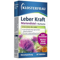 Produktbild von Klosterfrau Leber Kraft Tabletten mit Mariendistel und Kurkuma, 30 Stück, pflanzlicher Ursprung