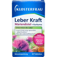 Produktbild von Klosterfrau Leber Kraft Tabletten mit Mariendistel und Kurkuma vegan glutenfrei laktosefrei zuckerfrei 30 Stück
