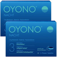 Produktbild von Klosterfrau Nacht Tabletten mit 1mg Melatonin, Baldrian und Zitronenmelisse vegan laktosefrei glutenfrei