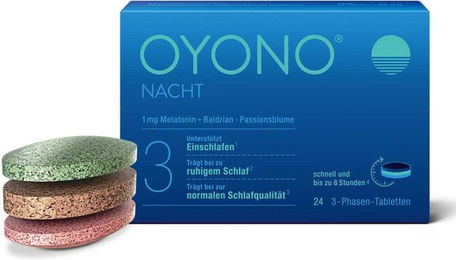 Klosterfrau Nacht Tabletten mit Melatonin, Baldrian und Zitronenmelisse, 1 mg Melatonin, 24 Stück, vegan, laktosefrei und glutenfrei – Bild 1 von 4