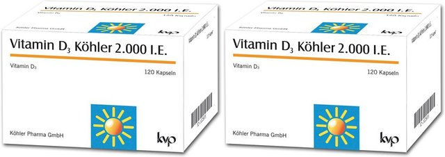 Köhler Pharma Vitamin D3 2000 IE Kapseln 240 Stück glutenfrei laktosefrei ohne Zusatzstoffe – Bild 1 von 1