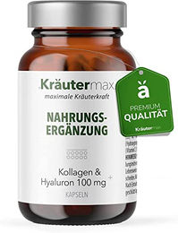 Kräutermax Kollagen und Hyaluron Kapseln 60 Stück laktosefrei und glutenfrei ohne Gelatine – Bild 1 von 3