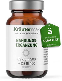Kräutermax Calcium 500 mit Vitamin D3 400 IE Tabletten – Bild 1 von 3