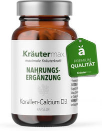 Kräutermax Korallen-Calcium mit Algenkalk Sango und Vitamin D3 890 mg Kapseln 60 Stück – Bild 1 von 3