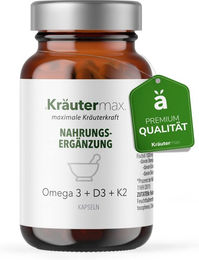 Kräutermax Omega-3-Fettsäuren 1000 mg mit Vitamin D3 2000 IE und K2 Kapseln – Bild 1 von 3