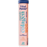 Produktbild von Kruger Vital Power Meereskollagen mit Vitamin C und Biotin Brausetabletten Mango Maracuja Pfirsich 20 Stück