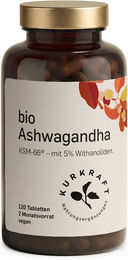Kurkraft© Bio Ashwagandha KSM-66® Extrakt 600 mg mit 5 % Withanoliden 120 Tabletten vegan – Bild 1 von 2