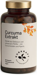 Kurkraft Curcuma Extrakt 500 mg mit 475 mg Curcuminoiden, 90 Kapseln, Bio, vegan und ohne Zusatzstoffe – Bild 1 von 2