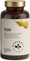 Kurkraft MSM 2000 mg Methylsulfonylmethan mit Vitamin C Tabletten vegan ohne Zusatzstoffe 360 Stück – Bild 1 von 2