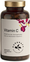 Kurkraft Vitamin C aus Acerola und Hagebutte 175 mg pro Kapsel 180 Kapseln vegan glutenfrei laktosefrei ohne Gelatine – Bild 1 von 2