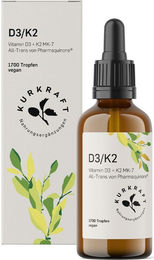 Kurkraft Vitamin D3 K2 Tropfen mit 1000 IE Vitamin D3 und 20 µg MK-7 vegan 1700 Tropfen – Bild 1 von 1