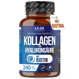 LA.GA Kollagen Kapseln mit Hyaluron und Biotin – Hochdosierter Kollagen Komplex mit Vitamin C, Zink, Selen und Coenzym Q10 – 240 Kapseln – Bild 1 von 1