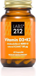 LABS212 Vitamin D3 4000 IE und K2 MK7 50 µg Kapseln 60 Stück pflanzlicher Ursprung ohne Zusatzstoffe – Bild 1 von 2