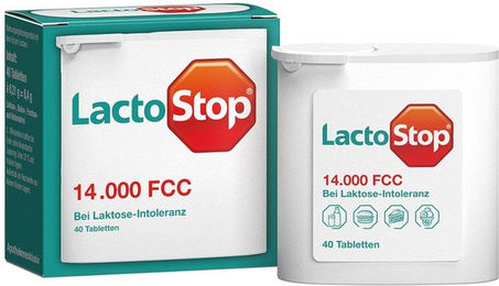 Lactostop Hübner Laktase 14.000 FCC Tabletten vegan und glutenfrei 40 Stück – Bild 1 von 4
