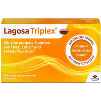 Produktbild von Lagosa Triplex Weichkapseln von Wörwag Pharma mit Omega-3, Cholin und Mariendistel, 60 Kapseln, glutenfrei, zuckerfrei, laktosefrei