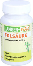 Langer vital B-Komplex mit Folsäure, Vitamin B6 und B12 als Kapseln 120 Stück – Bild 1 von 1