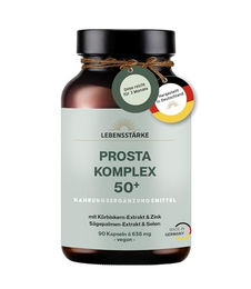 LEBENSSTÄRKE Prosta Komplex 50+ Kräuter-Komplex mit Sägepalme, Zink und Selen, 90 Kapseln, vegan, glutenfrei und laktosefrei – Bild 1 von 3
