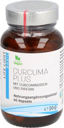 LIFE LIGHT Curcuma mit schwarzem Pfeffer Extrakt Kapseln 60 Stück vegan glutenfrei laktosefrei – Bild 1 von 2