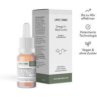 Produktbild von LipoVibes Omega 3 + Schwarzkümmel Tropfen vegan zuckerfrei glutenfrei laktosefrei