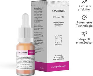 LipoVibes Vitamin B12 Tropfen vegan zuckerfrei glutenfrei laktosefrei – Bild 1 von 1