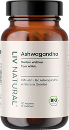 LIV Ashwagandha Bio KSM-66 Wurzelextrakt 600 mg Kapseln 120 Stück Vegan ohne Zusatzstoffe – Bild 1 von 3