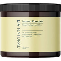 Produktbild von LIV Immun Komplex Chaga & Zitrone Pulver mit Chaga Pilz Extrakt, Vitamin C, Zink und Selen, vegan und zuckerfrei