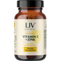 Produktbild von LIV Vitamin C + Zink Kapseln mit Acerola und Hagebutte, vegan, glutenfrei, 120 Kapseln